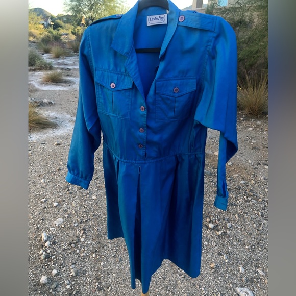 Vintage Leslie fay blue western square dress - Picture 5 of 14